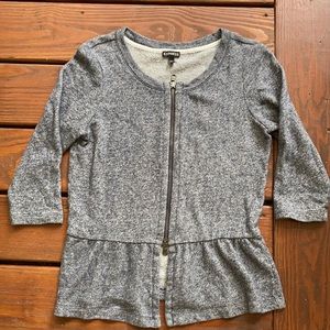 Express 3/4 sleeve zip-front sweater